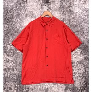 Tommy Bahama Catalina Twill Shirt Large Mens Original Fit 100% Silk Red
